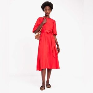 Kate‎ Spade NY Red Silk Blend Matinee Midi Dress Belted  $370 MSRP Size 6